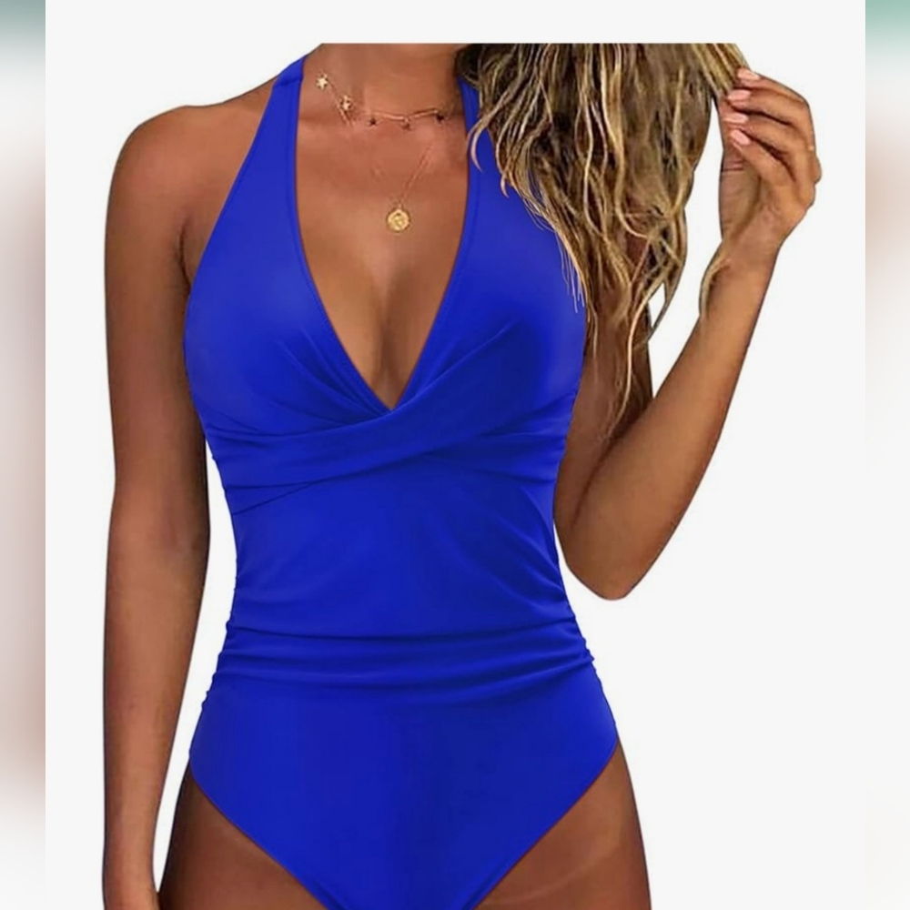 NWT Vibrant Blue Halter Swimsuit